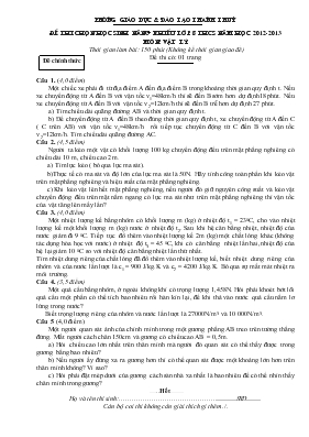 Đề thi chọn học sinh năng khiếu lớp 8 THCS năm học 2012-2013 môn Vật lý thời gian làm bài 150 phỳt